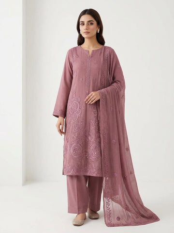 Dusty Rose Embroided Chiffon Suit