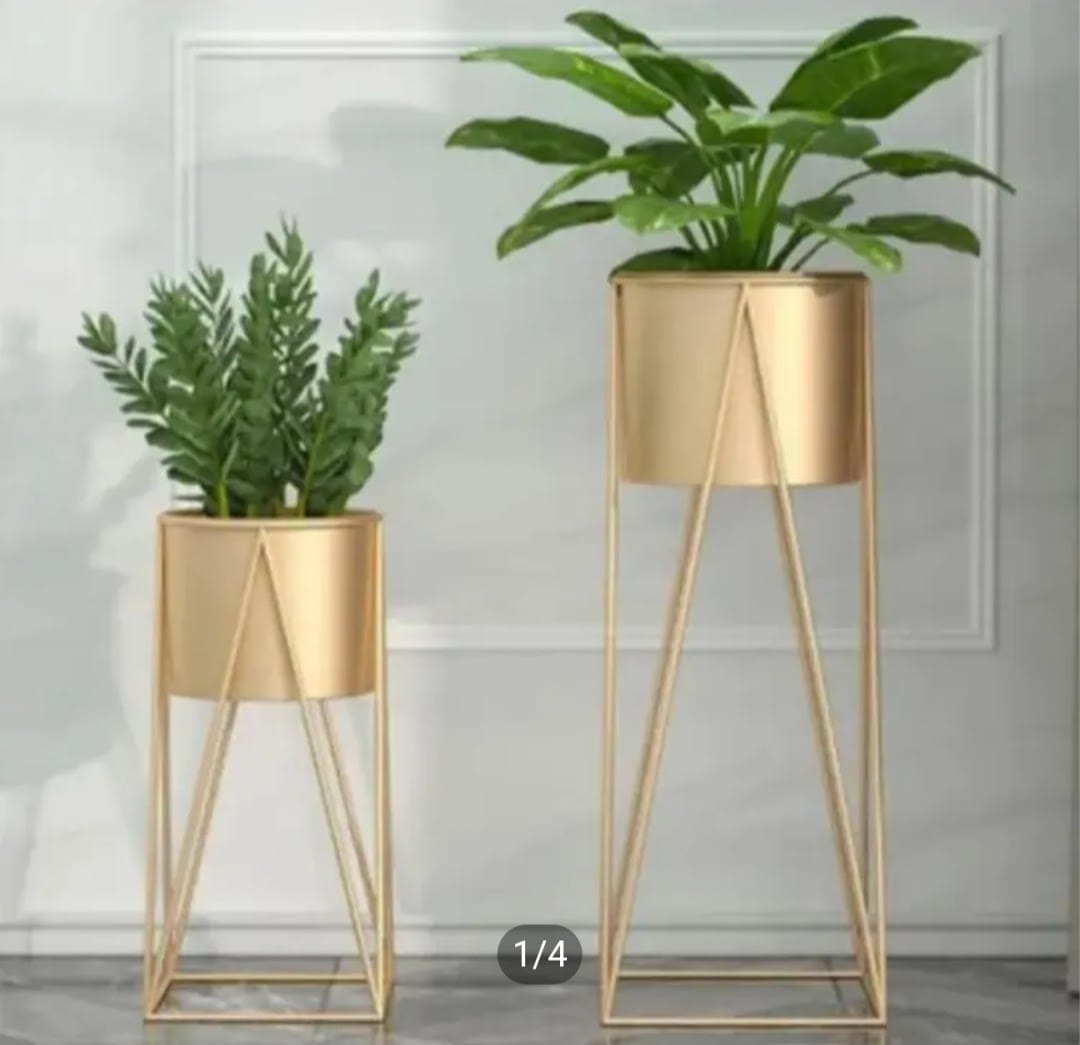 Planter stand set / Decorative Plant Pot Planter Shelf Stand - Decor / 2 Set of Planter with pots and stand - Pack of 2 Plant Pot Floor Stand Gardening Décor