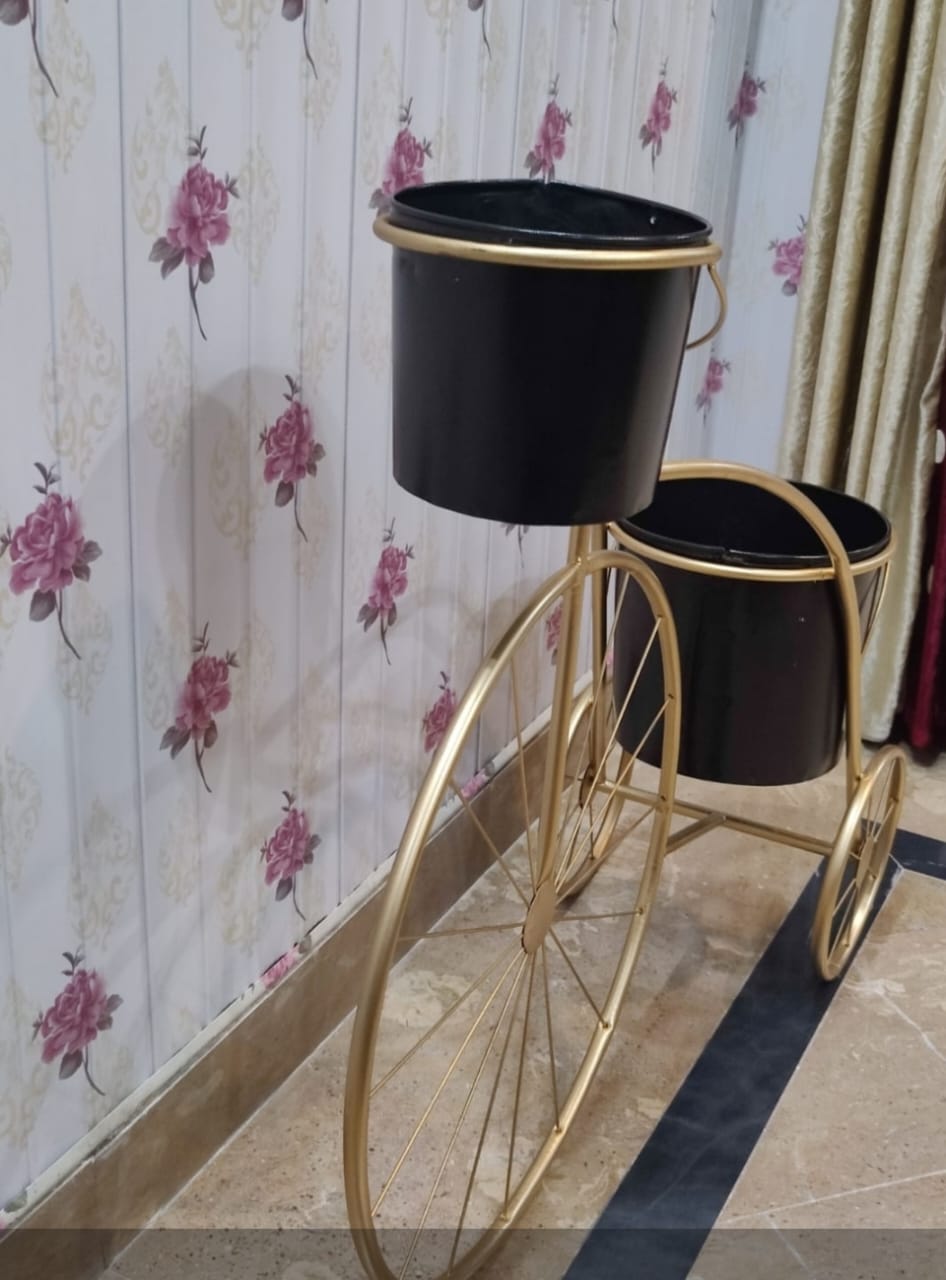 Planters - Planters Pots flower stand - Metal Plant Flower Floor Stand- Modren Planters Flower Pots - cycle Planter - Gifiting Item - House Luxery Items - With out Flowers Home Decore