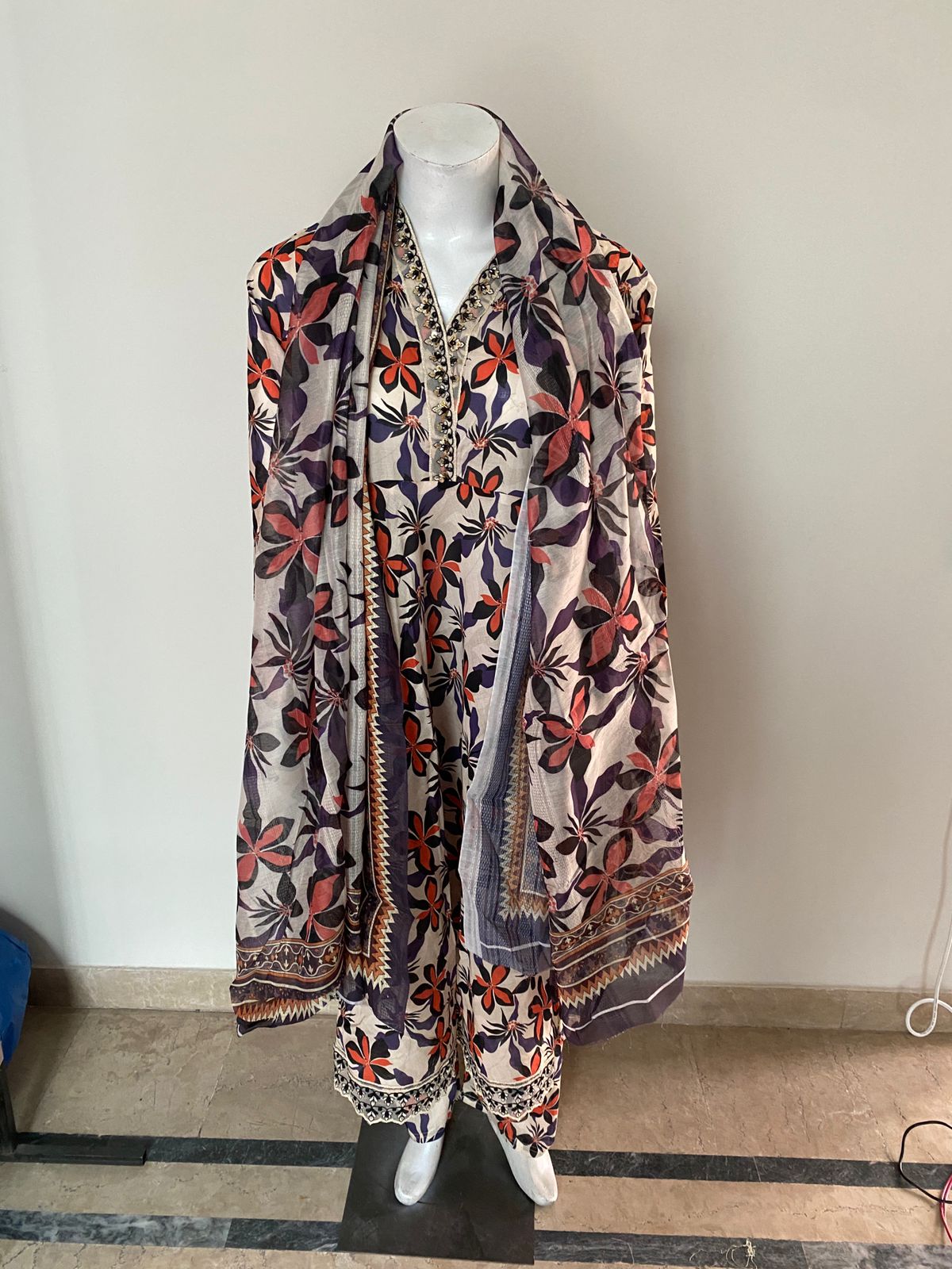 3 Piece Cotton Lawn Suit - Printed (Pret)