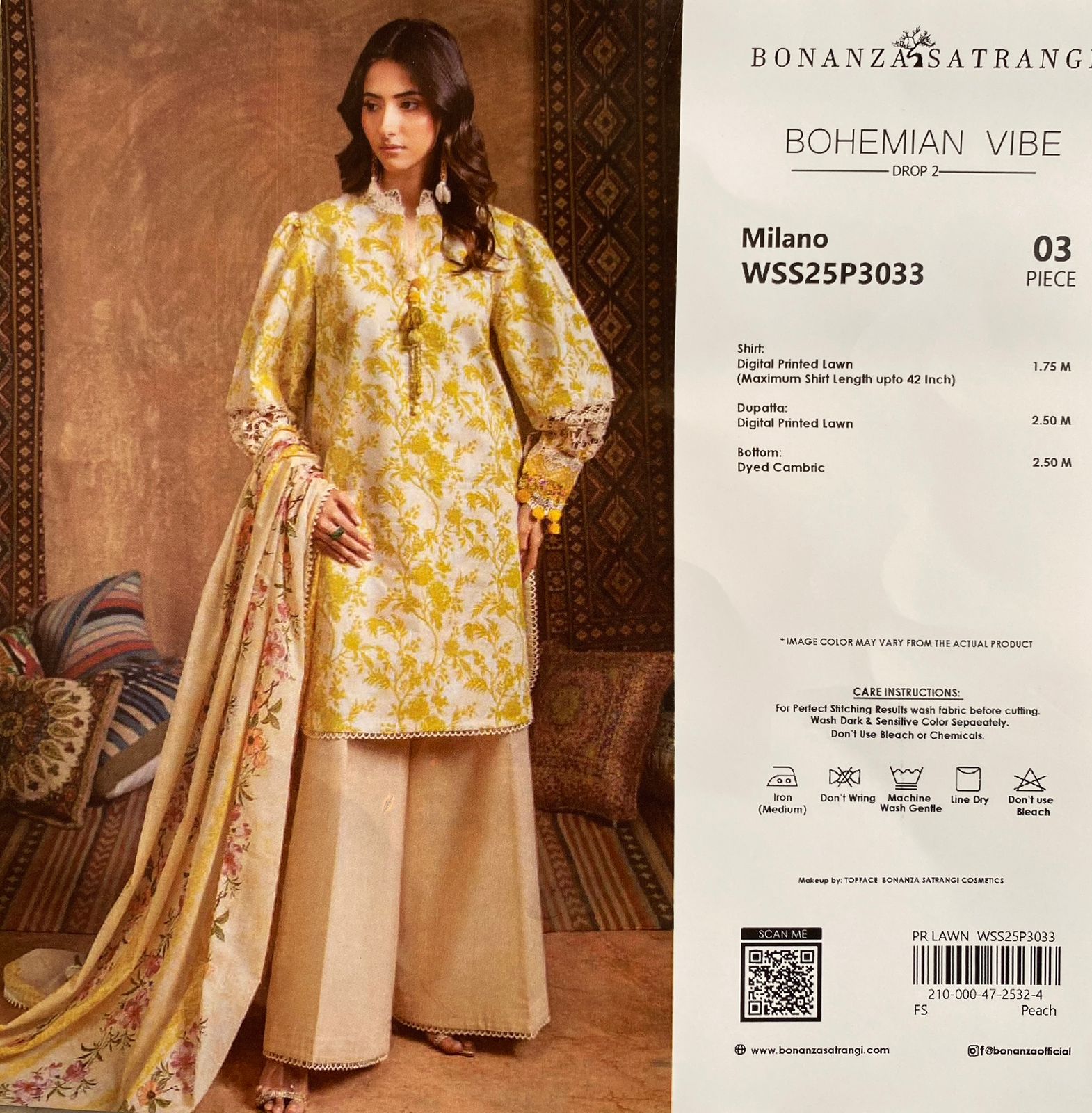 3 Piece Bonanza Satrangi Lawn Suit - Printed (Unstiched)